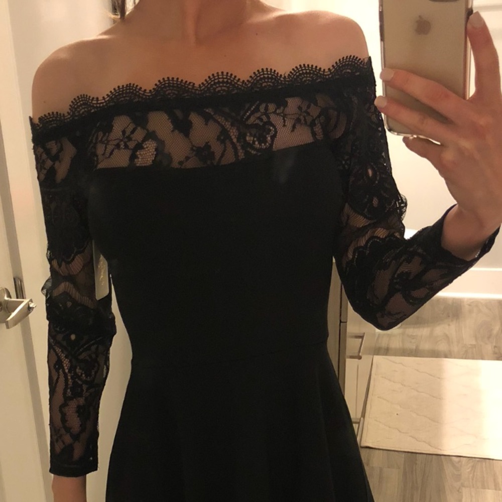 Black Lace Off the Shoulder Dress